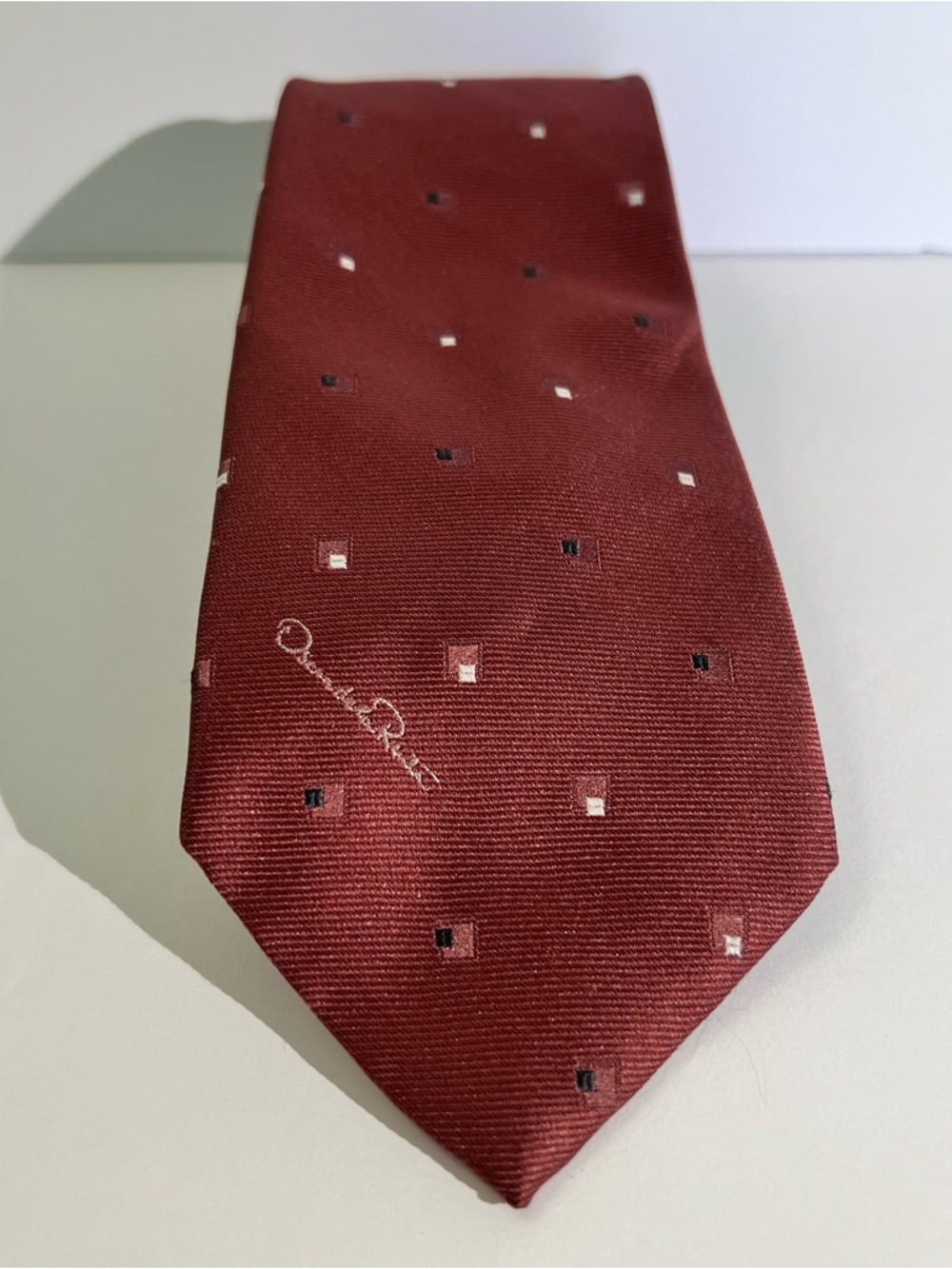Oscar de la Renta Maroon Micro-Square Tie